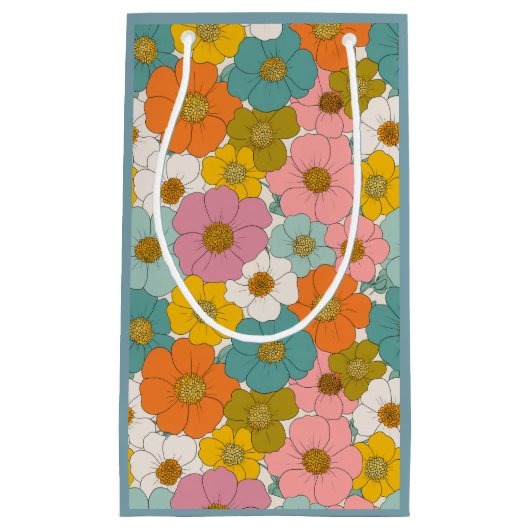 Retro Hippie Floral Kleine Geschenktüte (Vorderseite)