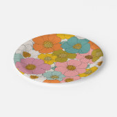 Retro Hippie Floral Pappteller (Schrägansicht)