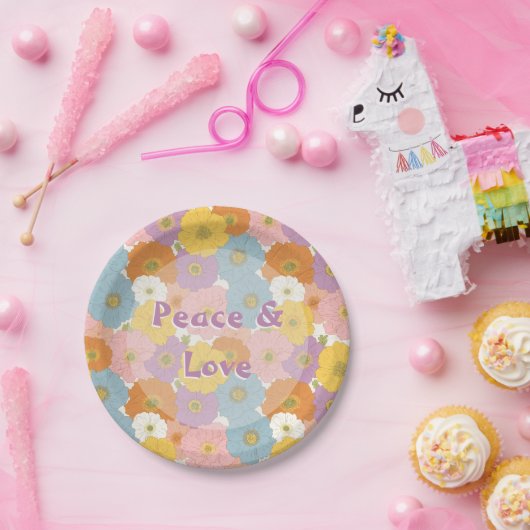 Retro Hippie Floral Pappteller (Party)