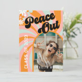 Retro Hippie Foto Abschluss Einladung (Stehend Vorderseite)