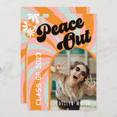 Retro Hippie Foto Abschluss Einladung (Vorne/Hinten)
