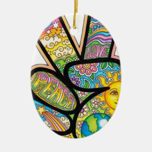 Retro Hippie-Frieden Keramik Ornament