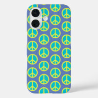 Retro-Hippie-Friedenszeichen-Muster in Blau