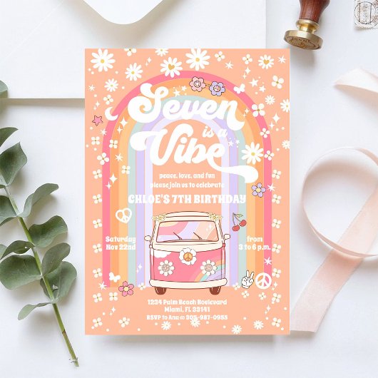 Retro-Hippie-Geburtstagseinladung Einladung