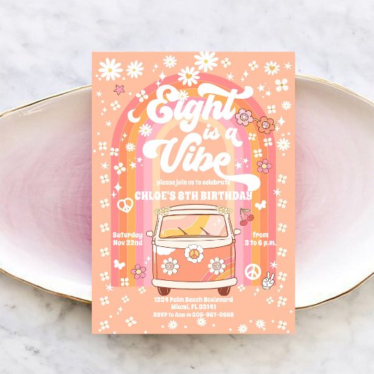 Retro-Hippie-Geburtstagseinladung Einladung