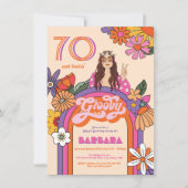Retro Hippie Girl 70's Groovy Birthday Party Einladung (Vorderseite)