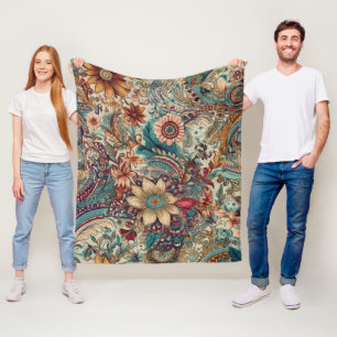Retro Hippie: Goldener Garten Fleecedecke