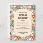 Retro Hippie Groovy Blume Brautparty Einladung (Vorderseite)