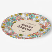 Retro Hippie Groovy Blume Brautparty Pappteller (Schrägansicht)