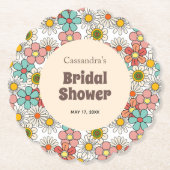 Retro Hippie Groovy Blume Brautparty Untersetzer (Vorderseite)