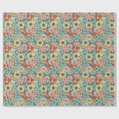 Retro Hippie Groovy Blume Hallo Fünfzig Geburtstag Geschenkpapier (Flach)