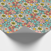Retro Hippie Groovy Blume Hallo Fünfzig Geburtstag Geschenkpapier (Ecke)