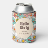 Retro Hippie Groovy Blume Hallo Sixty Paper Plate Dosenkühler (Kanne Rückseite)