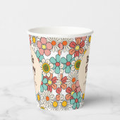 Retro Hippie Groovy Blume Hallo Sixty Paper Plate Pappbecher (Rechts)