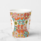 Retro Hippie Groovy Blume Hello 40 Geburtstag Pappbecher (Rechts)