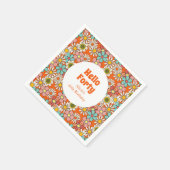 Retro Hippie Groovy Blume Hello 40 Geburtstag Serviette (Ecke)