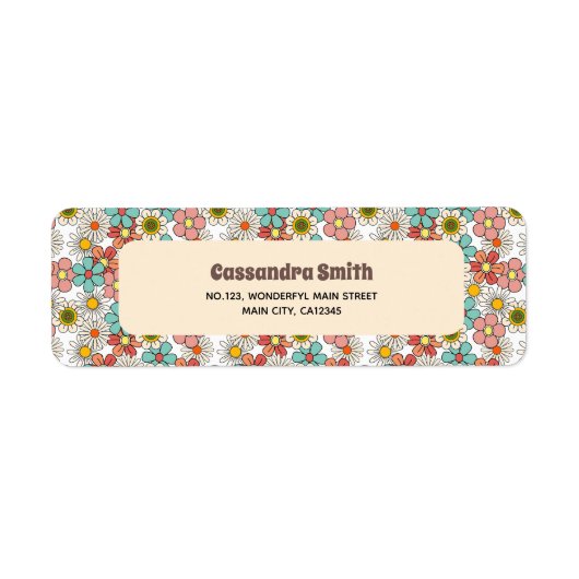 Retro Hippie Groovy Blume Rücksendeadresse (Vorne)