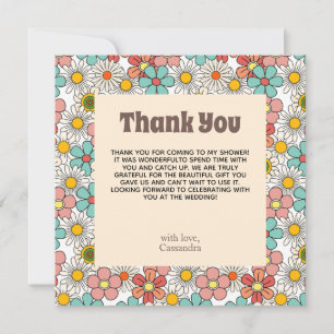 Retro Hippie Groovy Blumen Hochzeitstorte Danke