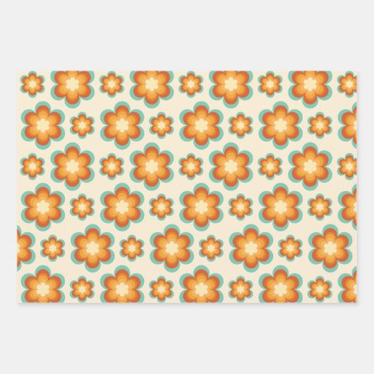 Retro Hippie Groovy Seventies Floral & Rainbow 60e Geschenkpapier Set (Vorderseite 3)