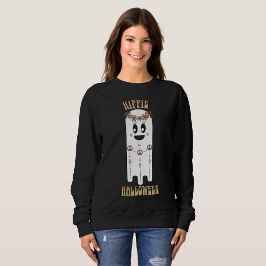 Retro Hippie Halloween Ghost Sweatshirt (Vorne ganz)