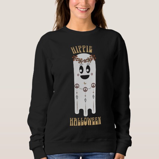 Retro Hippie Halloween Ghost Sweatshirt (Vorderseite)