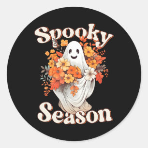 Retro Hippie Halloween Niedlich Ghost Spooky Seaso Runder Aufkleber