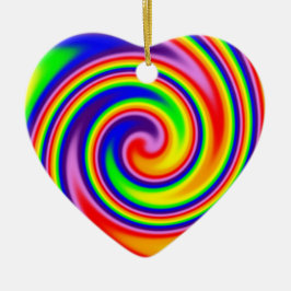 Retro Hippie Happy Rainbow Colors Soft Spiral Cera Keramik Ornament