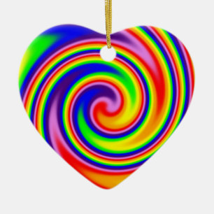Retro Hippie Happy Rainbow Colors Soft Spiral Cera Keramik Ornament