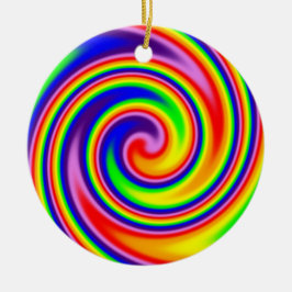 Retro Hippie Happy Rainbow Colors Soft Spiral Keramik Ornament