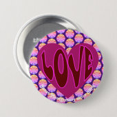 Retro Hippie Heart Liebe Custom Geburtstag Button (Vorne & Hinten)