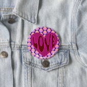 Retro Hippie Heart Liebe Custom Geburtstag Button (Beispiel)