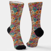 Retro Hippie: Helle Blume Socken (Gewinkelt)