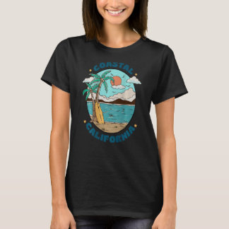 Retro Hippie-Küsten-Kali-Strand-Sommerferien T-Shirt