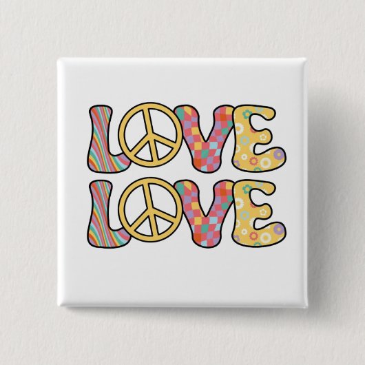 Retro Hippie Liebe Button (Vorderseite)