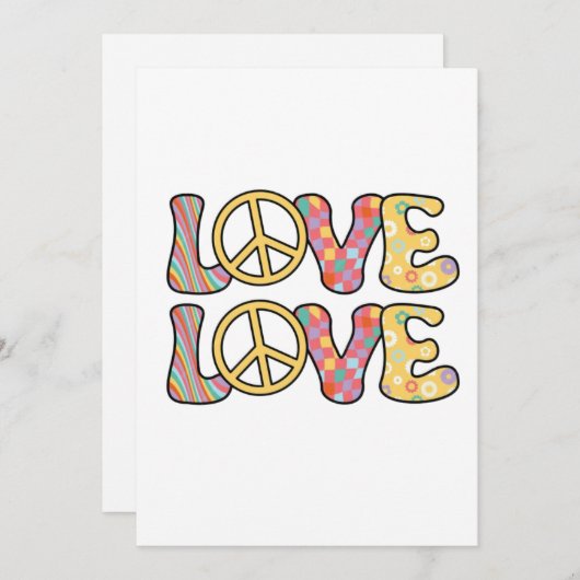 Retro Hippie Liebe Feiertagskarte (Vorne/Hinten)