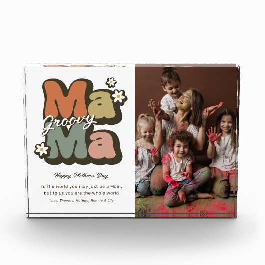 Retro Hippie Mama Mothers Day Fotoblock (Vorderseite)