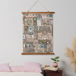 Retro Hippie: Mandala Dreams Wandteppich Mit Holzrahmen
