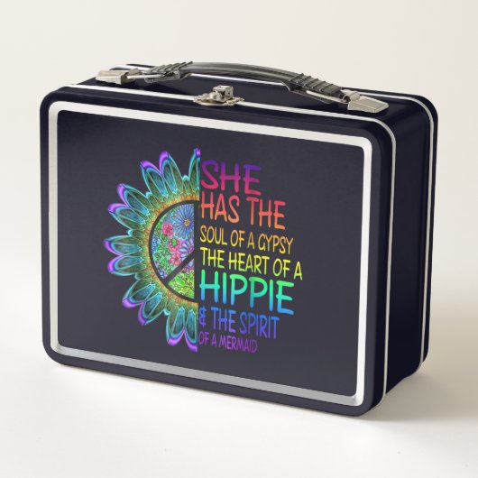 Retro Hippie Metall Brotdose (Vorderseite)