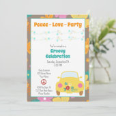 Retro Hippie Party Einladung (Stehend Vorderseite)