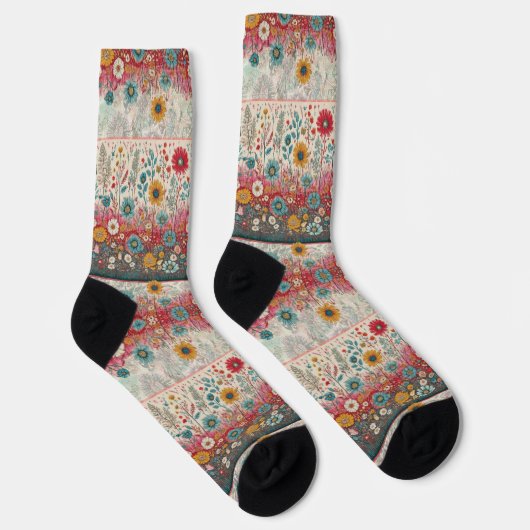 Retro Hippie: Patchwork Garden Socks Socken (Rechts)
