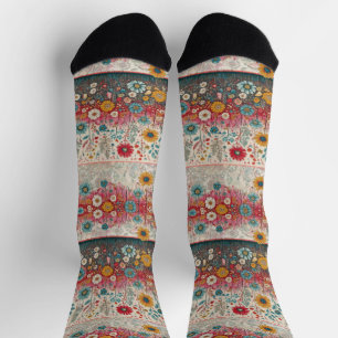 Retro Hippie: Patchwork-Gartensocken Socken