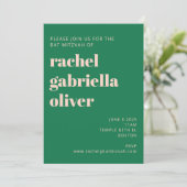 Retro Hippie Peace Blume Green Pink Bat Mitzvah Einladung (Stehend Vorderseite)