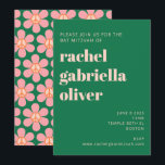 Retro Hippie Peace Blume Green Pink Bat Mitzvah Einladung<br><div class="desc">Retro Hippie Peace Signature Blume Grün und Rosa Bat Mitzvah Einladung</div>