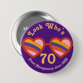 Retro Hippie Peace Glasses Custom Birthday Button (Vorne & Hinten)