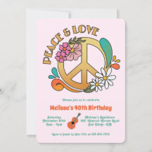 Retro Hippie Peace & Liebe Floral Geburtstag