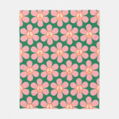 Retro Hippie Peace Sign Blume Grün und Rosa  Fleecedecke (Vorderseite)