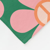 Retro Hippie Peace Sign Blume Grün und Rosa  Fleecedecke (Ecke)