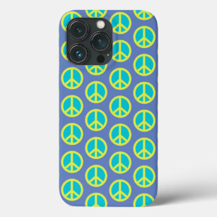 Retro Hippie Peace Sign Muster in Blau   Case-Mate iPhone Hülle