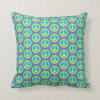 Retro Hippie Peace Sign Muster in Blau