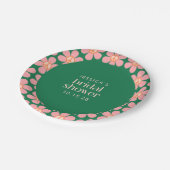 Retro Hippie Peace Signature Blume Grün rosa Dusch Pappteller (Schrägansicht)